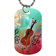 Violin With Violin Bow And Key Notes Dog Tag (two Sides) by FantasyWorld7