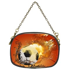 Soccer With Fire And Flame And Floral Elelements Chain Purses (two Sides)  by FantasyWorld7