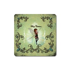 Cute Elf Playing For Christmas Square Magnet by FantasyWorld7