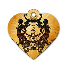 Clef With Awesome Figurative And Floral Elements Dog Tag Heart (two Sides) by FantasyWorld7