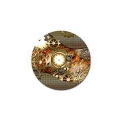 Steampunk, Wonderful Steampunk Design With Clocks And Gears In Golden Desing Golf Ball Marker (4 Pack) by FantasyWorld7