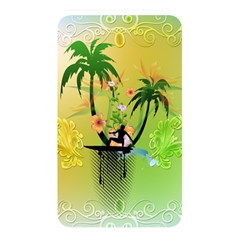 Surfing, Surfboarder With Palm And Flowers And Decorative Floral Elements Memory Card Reader by FantasyWorld7