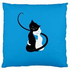 Blue Hugging Love Cats Standard Flano Cushion Cases (one Side)  by CreaturesStore