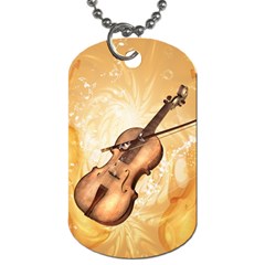 Wonderful Violin With Violin Bow On Soft Background Dog Tag (one Side) by FantasyWorld7