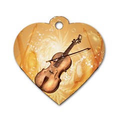 Wonderful Violin With Violin Bow On Soft Background Dog Tag Heart (two Sides) by FantasyWorld7