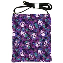 Flowers And Skulls Shoulder Sling Bag by Ellador