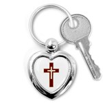 Red Christian cross Key Chain (Heart) Front