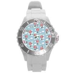 Hot Air Balloon Round Plastic Sport Watch (l) by Kathrinlegg