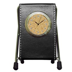 Tan Diamond Brick Pen Holder Desk Clocks by trendistuff