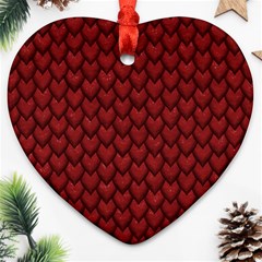 Red Reptile Skin Ornament (heart)  by trendistuff