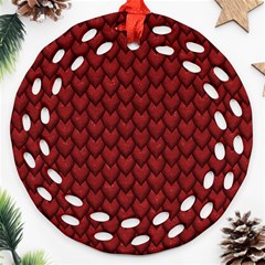 Red Reptile Skin Round Filigree Ornament (2side) by trendistuff