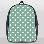 Mint Green Polka Dots School Bags (XL)  Front