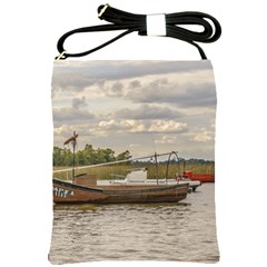 Fishing And Sailboats At Santa Lucia River In Montevideo Shoulder Sling Bags by dflcprints