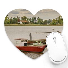 Santa Lucia River In Montevideo Uruguay Heart Mousepads by dflcprints