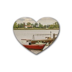 Santa Lucia River In Montevideo Uruguay Heart Coaster (4 Pack)  by dflcprints