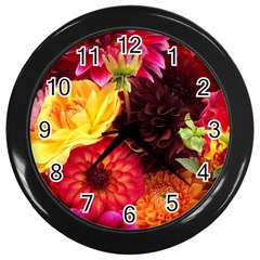 Bunch Of Flowers Wall Clocks (black) by trendistuff