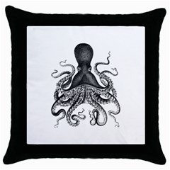 Vintage Octopus Throw Pillow Cases (black) by waywardmuse