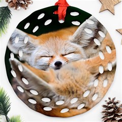 Baby Fox Sleeping Round Filigree Ornament (2side) by trendistuff