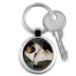 CALICO CAT AND WHITE KITTY Key Chains (Round)  Front