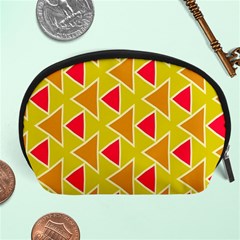 Red Brown Triangles Pattern Accessory Pouch by LalyLauraFLM