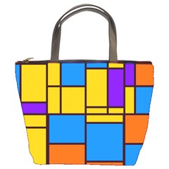 Retro Colors Rectangles And Squares 	bucket Bag by LalyLauraFLM