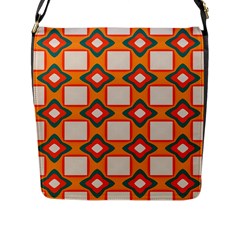 Flowers And Squares Pattern     			flap Closure Messenger Bag (l) by LalyLauraFLM