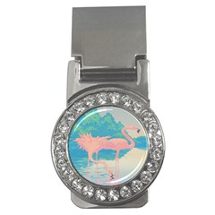 Two Pink Flamingos Pop Art Money Clips (cz)  by WaltCurleeArt