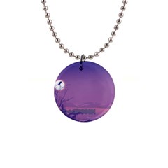 Abstract Tropical Birds Purple Sunset  Button Necklaces by WaltCurleeArt