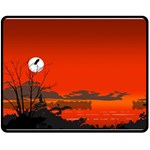 Tropical Birds Orange Sunset Landscape Double Sided Fleece Blanket (Medium)  58.8 x47.4  Blanket Front