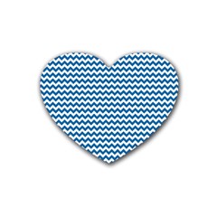 Dark Blue White Chevron  Heart Coaster (4 Pack)  by yoursparklingshop