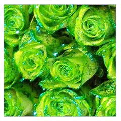 Festive Green Glitter Roses Valentine Love  Large Satin Scarf (square) by yoursparklingshop