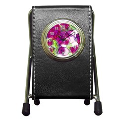 Violet Pen Holder Desk Clocks by SugaPlumsEmporium