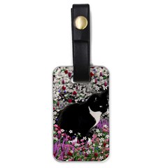 Freckles In Flowers Ii, Black White Tux Cat Luggage Tags (one Side)  by DianeClancy