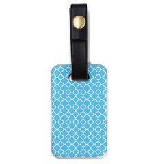 Bright Blue Quatrefoil Pattern Luggage Tag (one Side) by Zandiepants