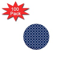 Navy Blue Quatrefoil Pattern 1  Mini Button (100 Pack)  by Zandiepants