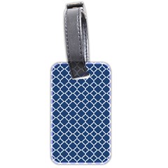 Navy Blue Quatrefoil Pattern Luggage Tag (two Sides) by Zandiepants