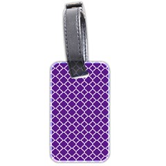 Royal Purple Quatrefoil Pattern Luggage Tag (two Sides) by Zandiepants