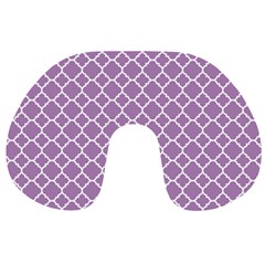 Lilac Purple Quatrefoil Pattern Travel Neck Pillow by Zandiepants