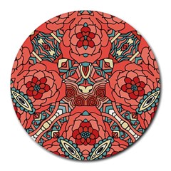 Petals In Pale Rose, Bold Flower Design Round Mousepad by Zandiepants