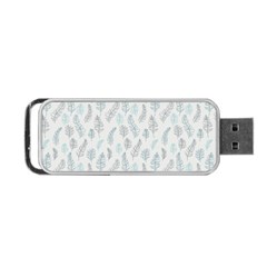 Whimsical Feather Pattern Dusk Blue Portable Usb Flash (two Sides) by Zandiepants