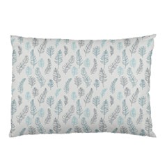 Whimsical Feather Pattern Dusk Blue Pillow Case (two Sides) by Zandiepants