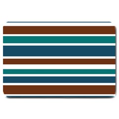 Teal Brown Stripes Large Doormat  by BrightVibesDesign