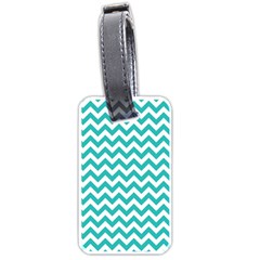 Turquoise & White Zigzag Pattern Luggage Tag (one Side) by Zandiepants