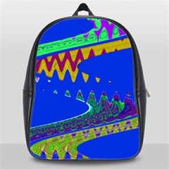 Colorful Wave Blue Abstract School Bags (xl)  by BrightVibesDesign