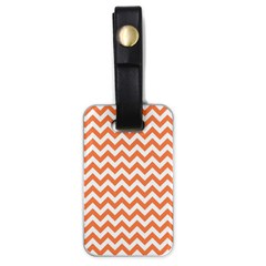 Tangerine Orange & White Zigzag Pattern Luggage Tag (one Side) by Zandiepants