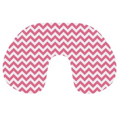 Soft Pink & White Zigzag Pattern Travel Neck Pillow by Zandiepants