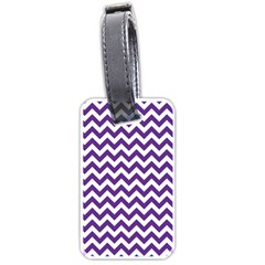 Royal Purple & White Zigzag Pattern Luggage Tag (one Side) by Zandiepants