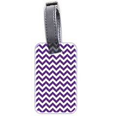 Royal Purple & White Zigzag Pattern Luggage Tag (two Sides) by Zandiepants