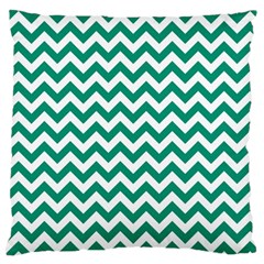 Emerald Green & White Zigzag Pattern Large Cushion Case (one Side) by Zandiepants