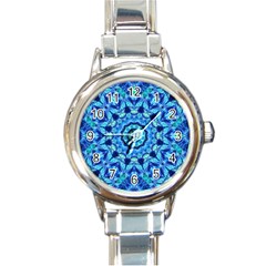 Blue Sea Jewel Mandala Round Italian Charm Watch by Zandiepants